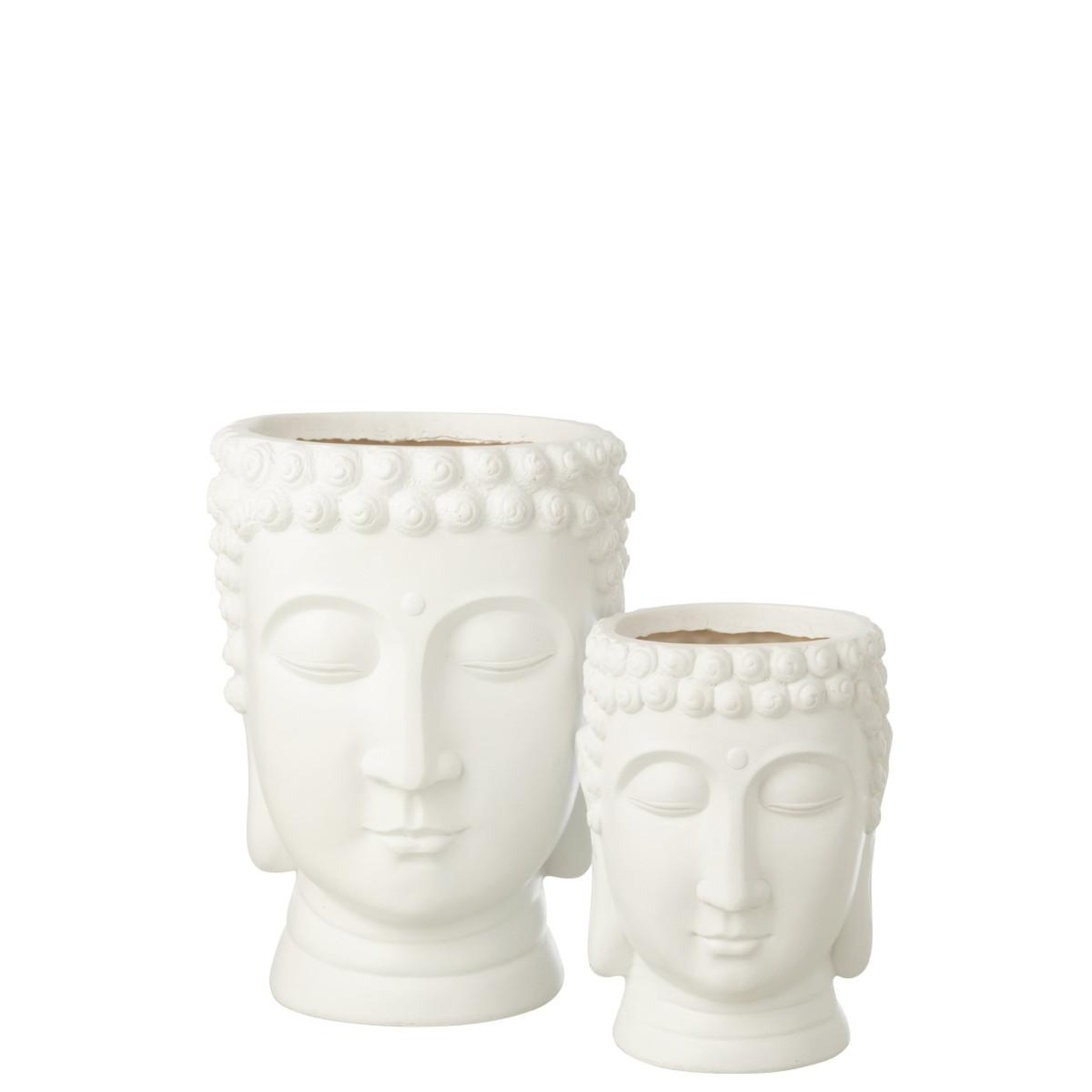Voir la diapositive 4 : J-LINE Cache-pot tête de bouddha  bodhi  33cm blanc