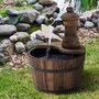 OUTSUNNY Fontaine de jardin tonneau pompe à eau submersible incluse Ø 27 x 37H cm bois de pin marron
