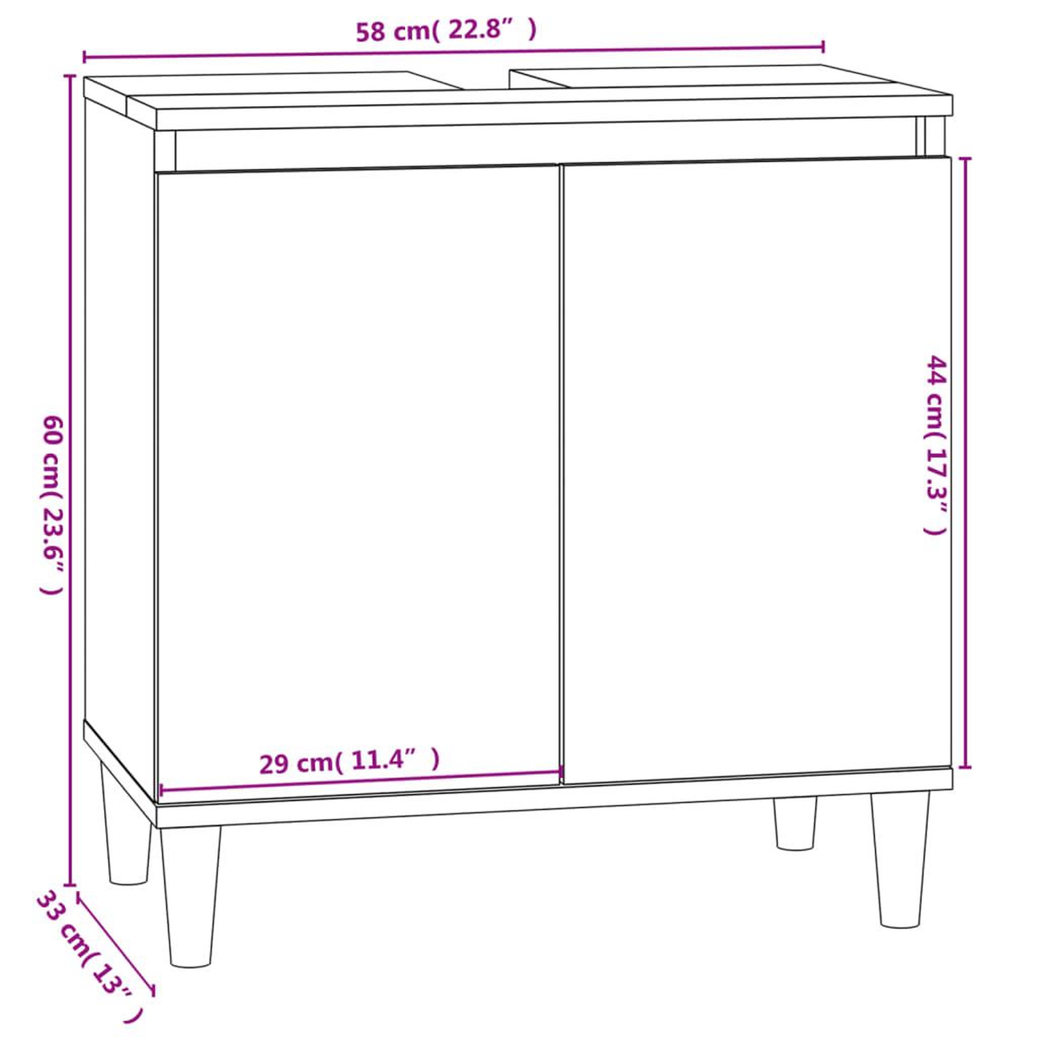 Voir la diapositive 6 : VIDAXL Meuble d'evier sonoma gris 58x33x60 cm bois d'ingenierie