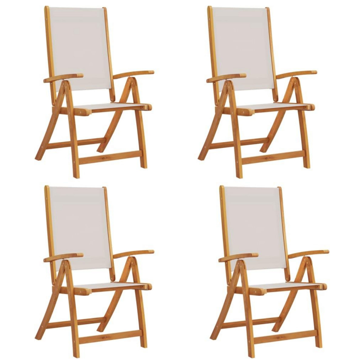 VIDAXL Chaises pliables de jardin lot de 4 bois d'acacia et textilene