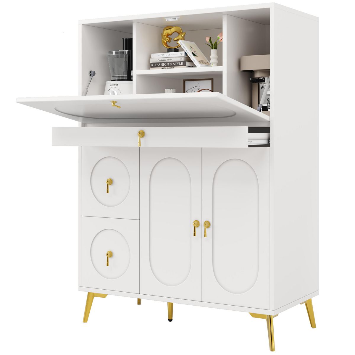MERAX Buffet 3 porte(s) 2 tiroir(s) - 100 cm blanc mdf