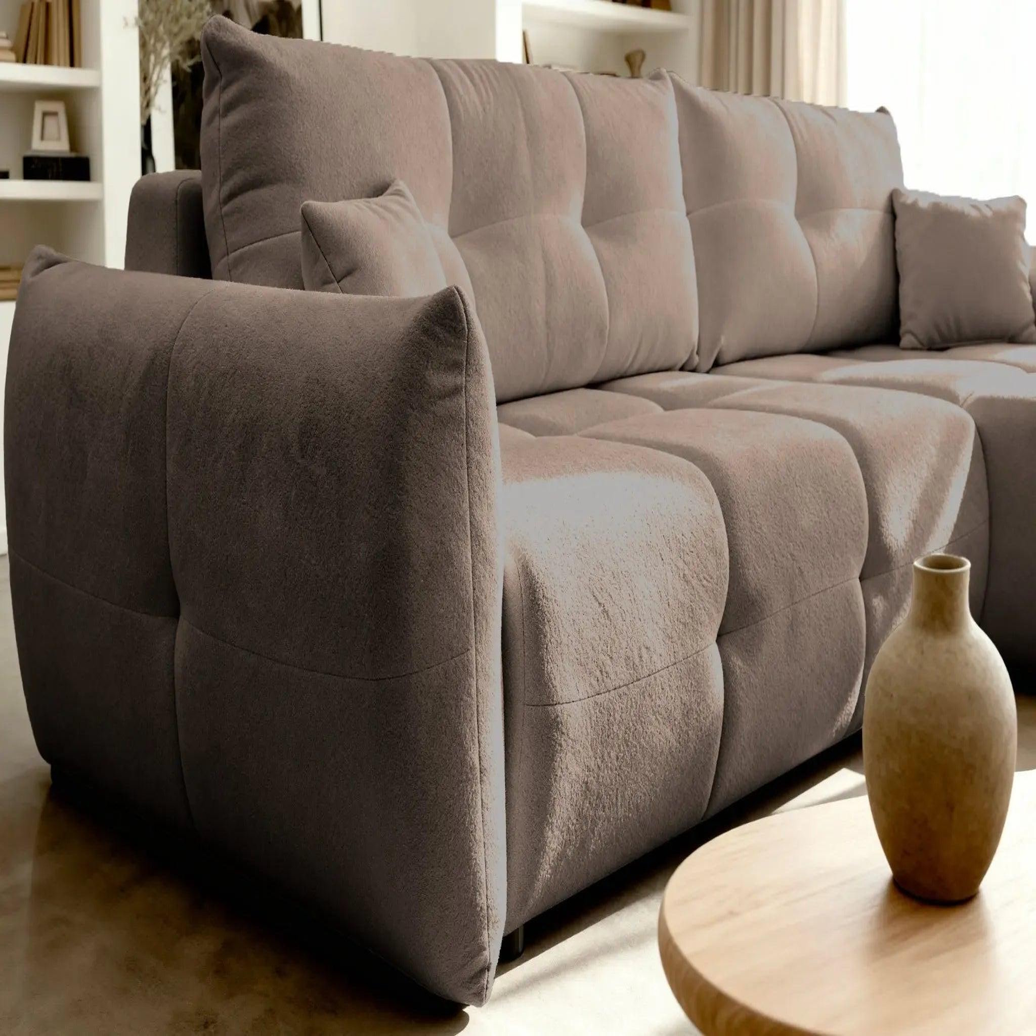 Voir la diapositive 4 : CASANOVA PARIS June - canapé d'angle convertible tissu bouclette