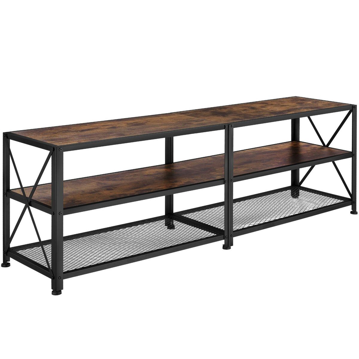 tectake Meuble TV Style industriel Bois foncé industriel, rustique