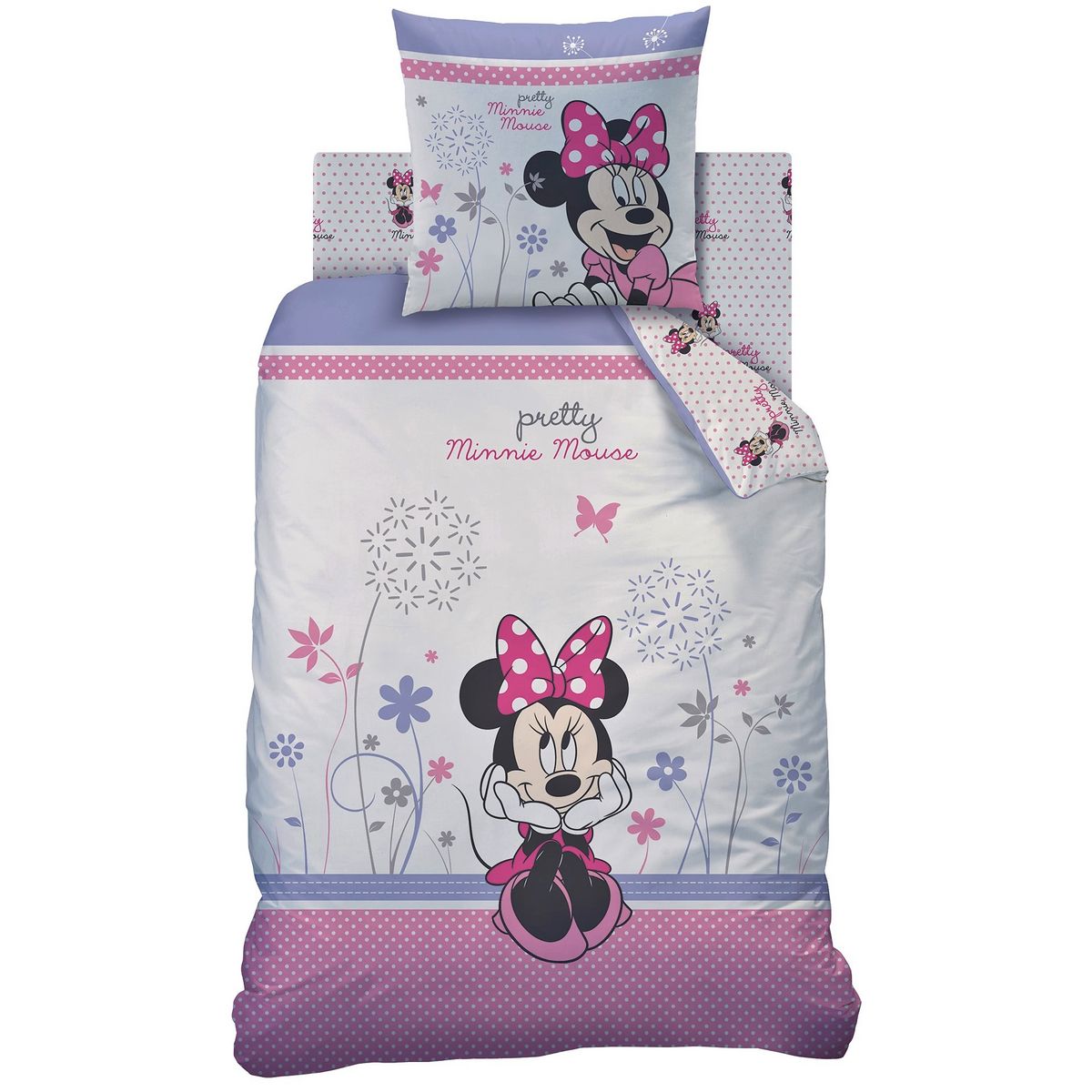 DISNEY Parure housse de couette en coton MINNIE POETIC