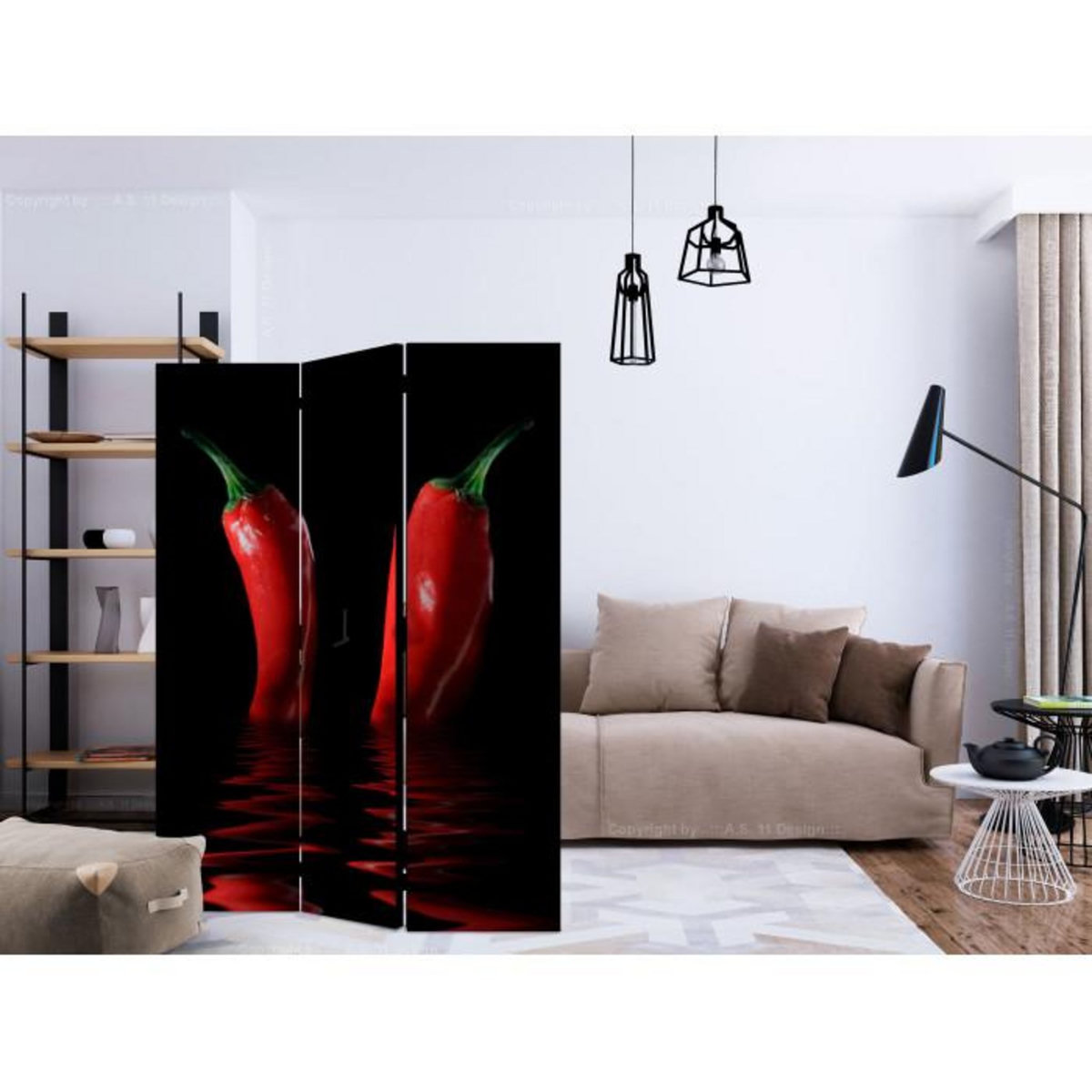 Paris Prix Paravent 3 Volets  Chili Pepper  135x172cm