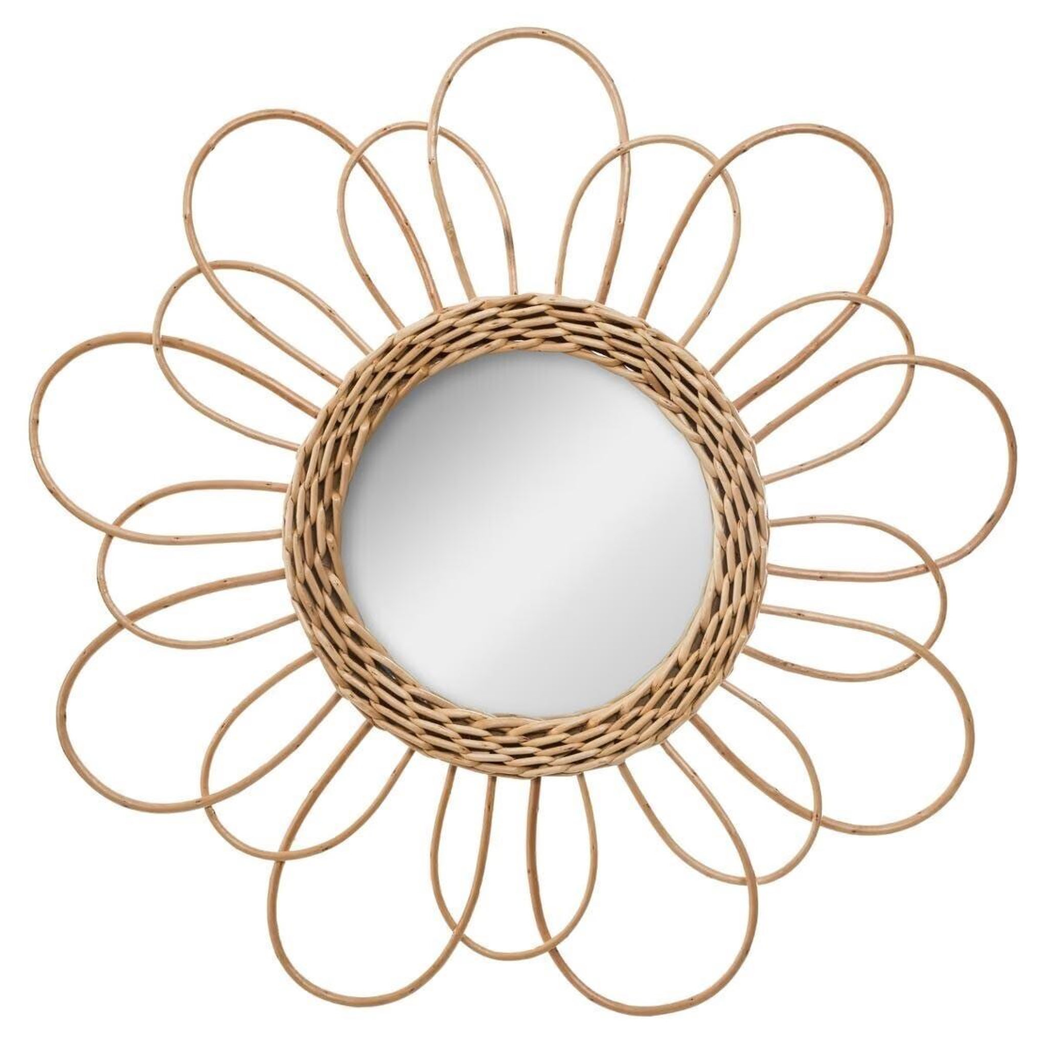 ATMOSPHERA Miroir déco en rotin  fleur  38cm naturel