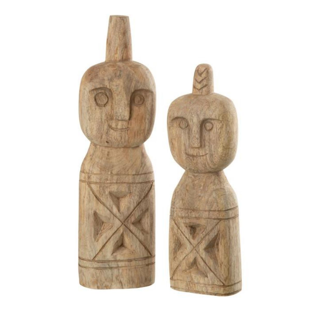 Paris Prix Lot de 2 Statues Déco  Personnage Africain  40cm Naturel