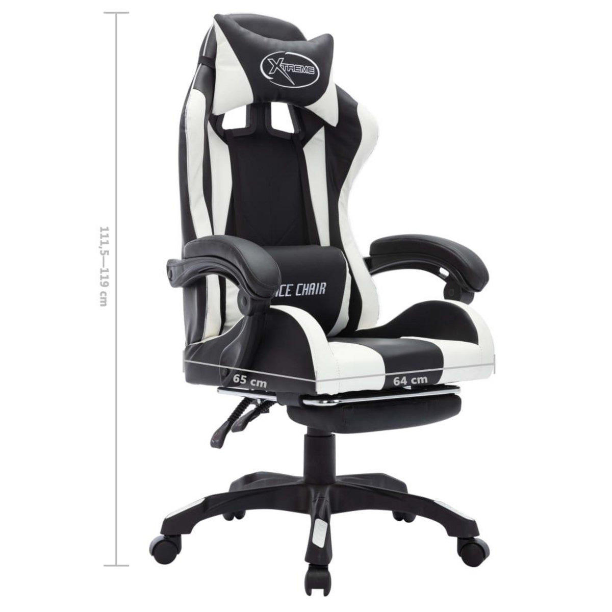 VIDAXL Fauteuil de jeux video avec LED RVB Blanc et noir Similicuir