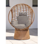 PARIS GARDEN Balancelle de jardin en résine tressée avec coussin taupe BORABORA