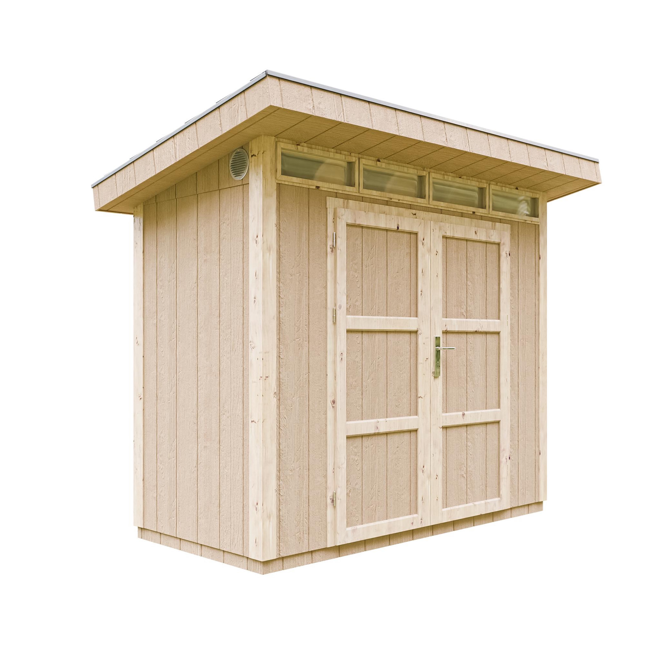 TIMBELA Abri de Jardin Qualité Premium 3m²/L161xL294xH239 cm avec sol, bardeaux bitumineux M901A. Coloris disponibles : Beige, Marron, Gris, Rouge, Jaune
