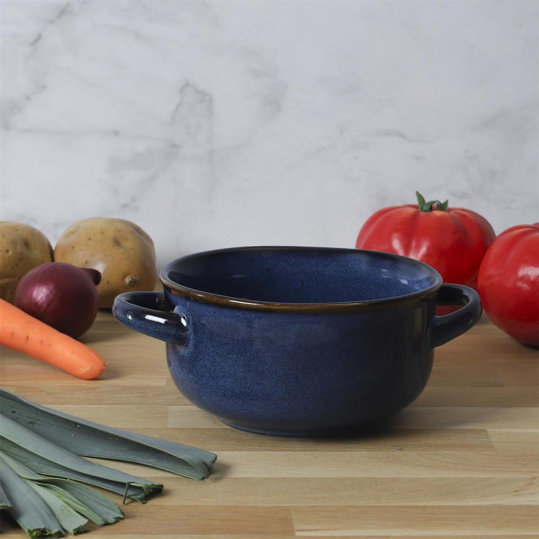 Voir la diapositive 3 : The Home Deco Factory Lot de 6 bols à soupe  au grès du temps  14cm bleu