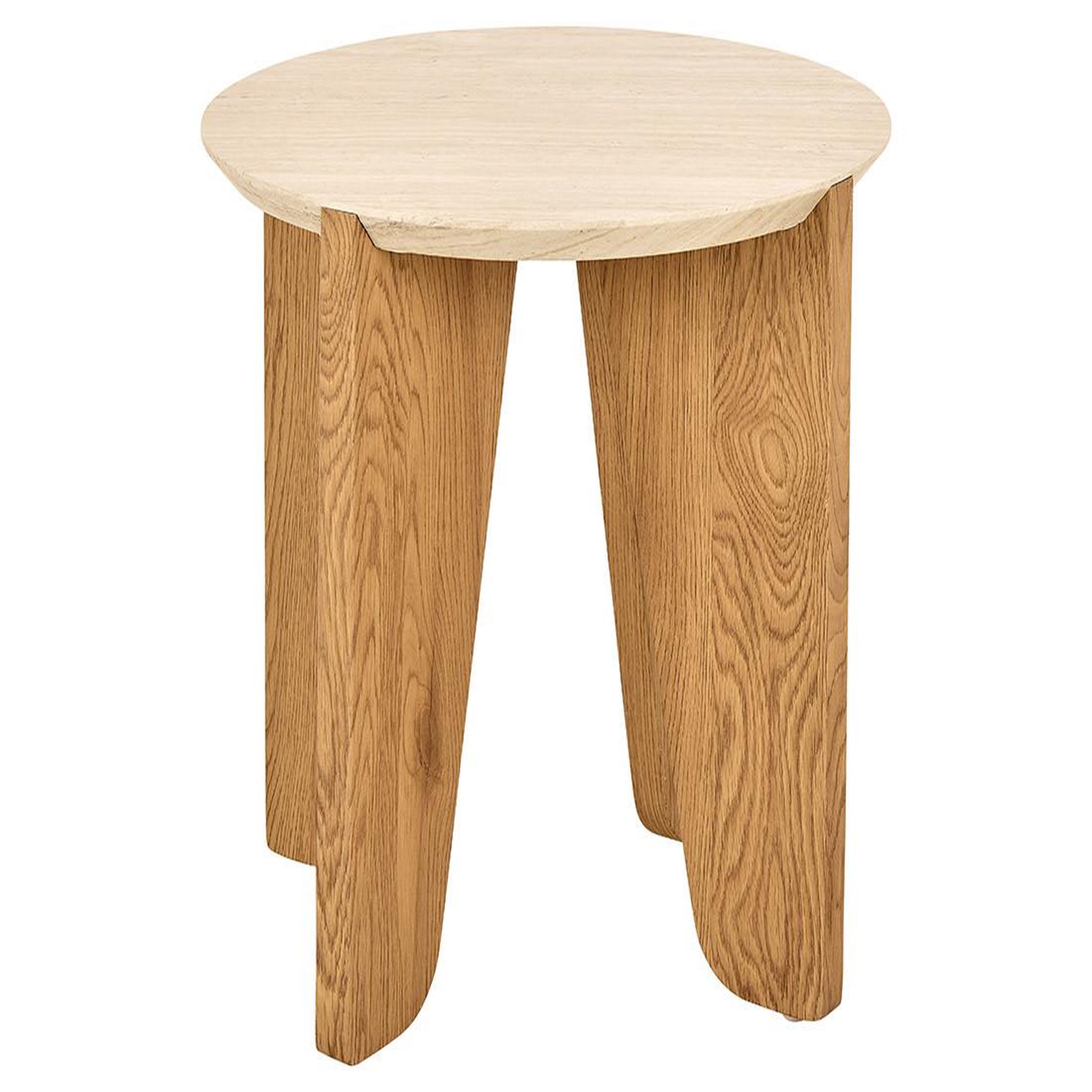 Voir la diapositive 5 : LISA DESIGN Noeva - bout de canapé - pieds en chêne - plateau effet travertin - 50 cm