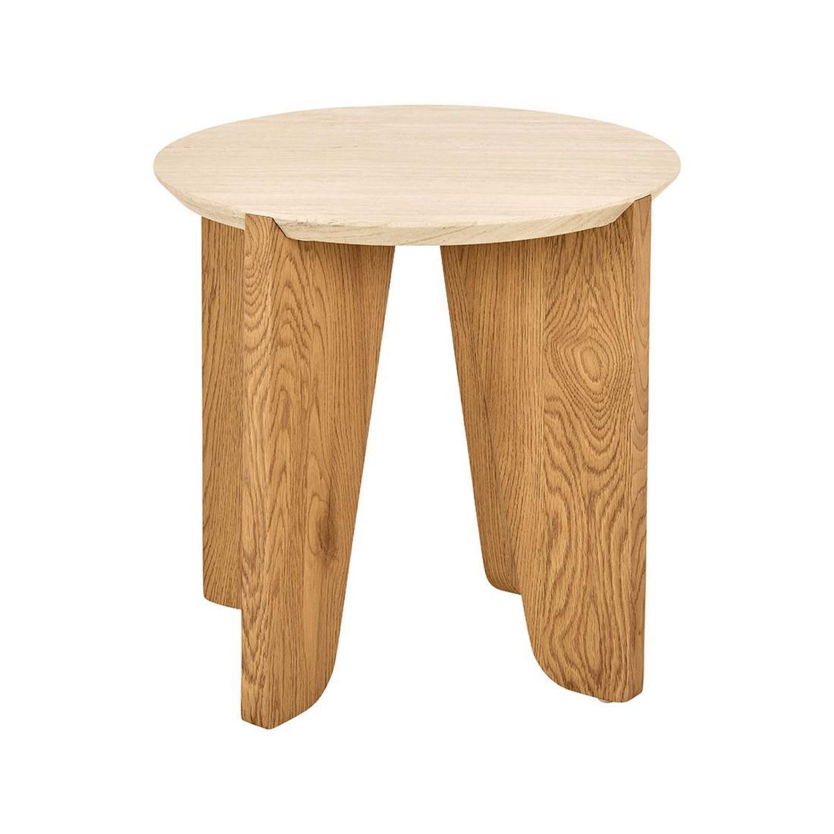 LISA DESIGN Noeva - bout de canapé - pieds en chêne - plateau effet travertin - 50 cm