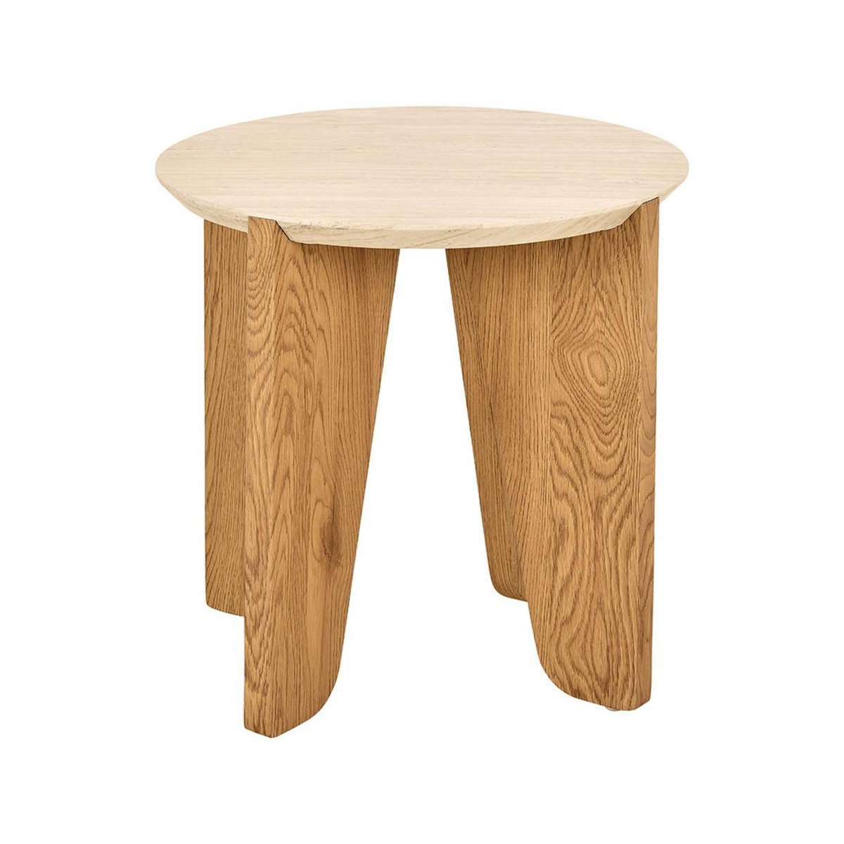 LISA DESIGN Noeva - bout de canapé - pieds en chêne - plateau effet travertin - 50 cm