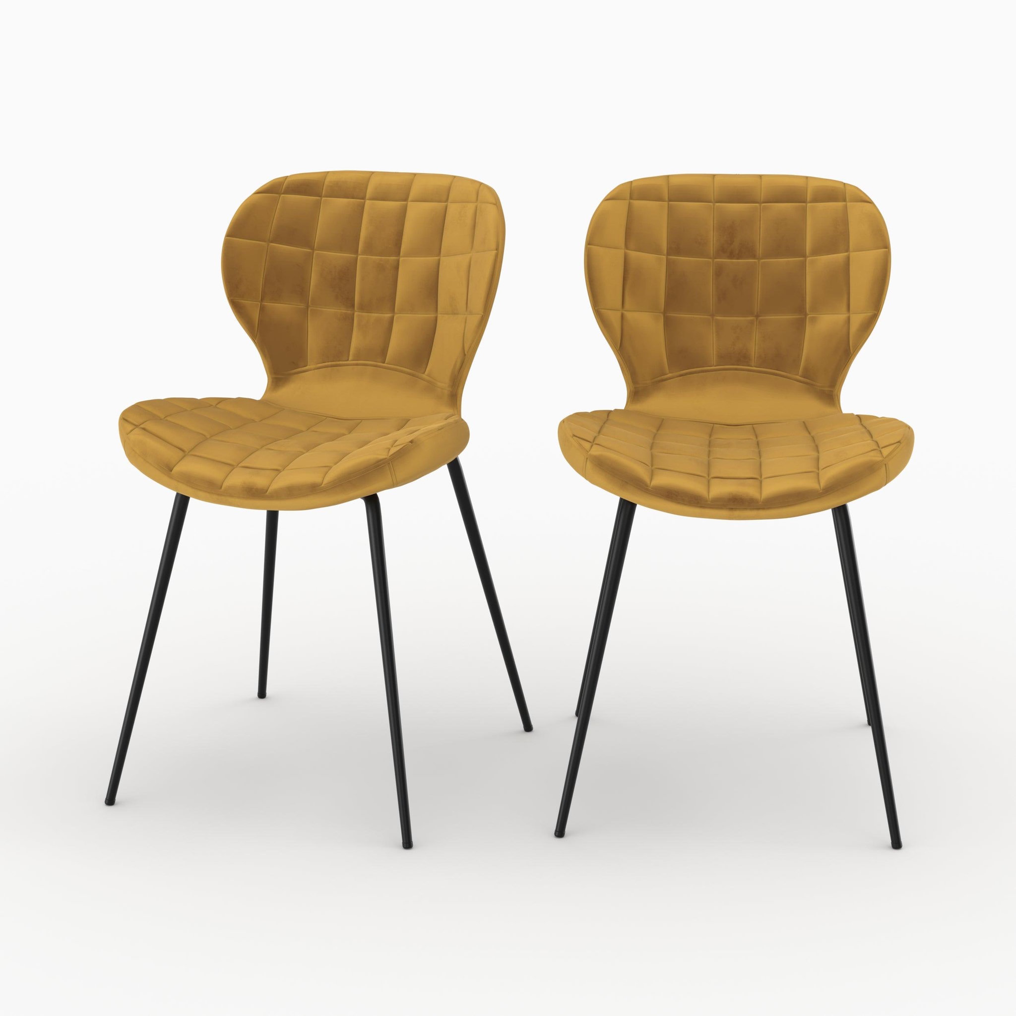 MAISON PAVANE Lot de 2 chaises en velours jaune curry-mazzia