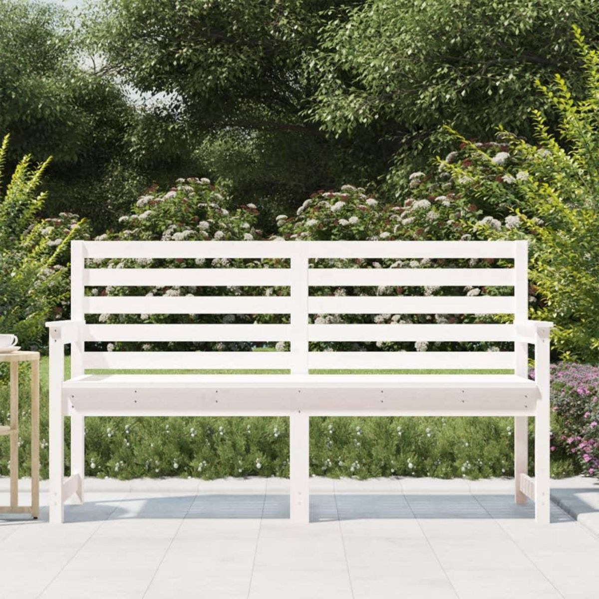 VIDAXL Banc de jardin blanc 159,5x48x91,5 cm bois massif de pin