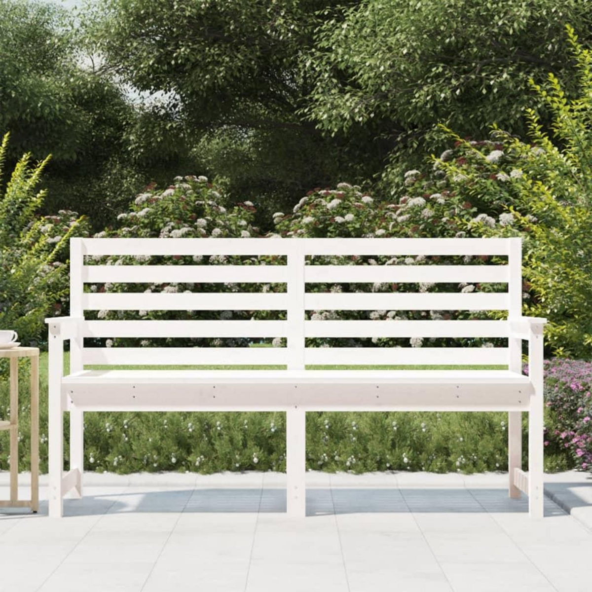 VIDAXL Banc de jardin blanc 159,5x48x91,5 cm bois massif de pin