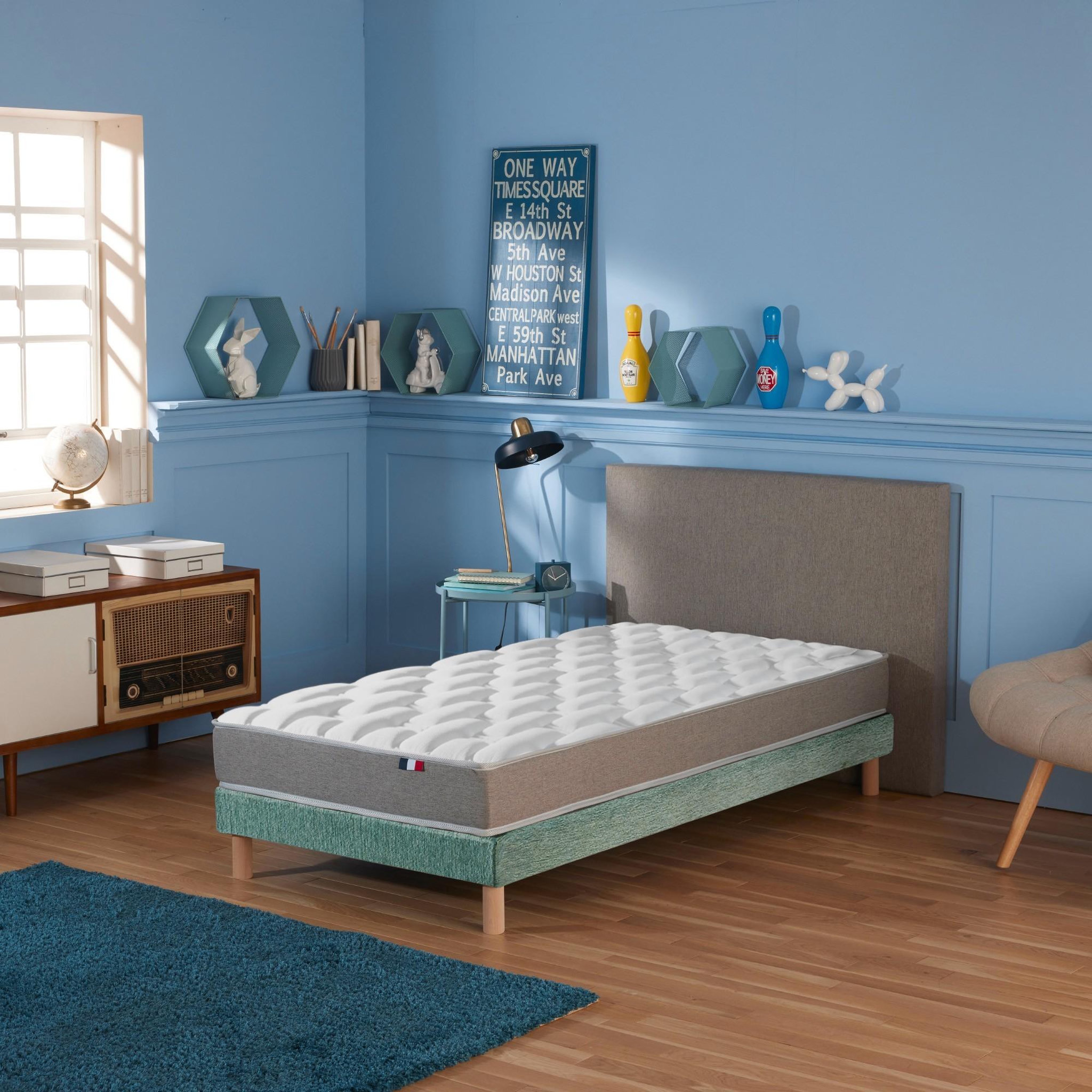 Voir la diapositive 2 : IDLITERIE Ensemble matelas mousse haute résilience CIRRUS avec sommier - confort français