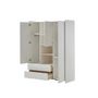 Voir la diapositive 2 : Paris Prix Armoire 3 Portes & 2 Tiroirs  Kiddy  190cm Blanc