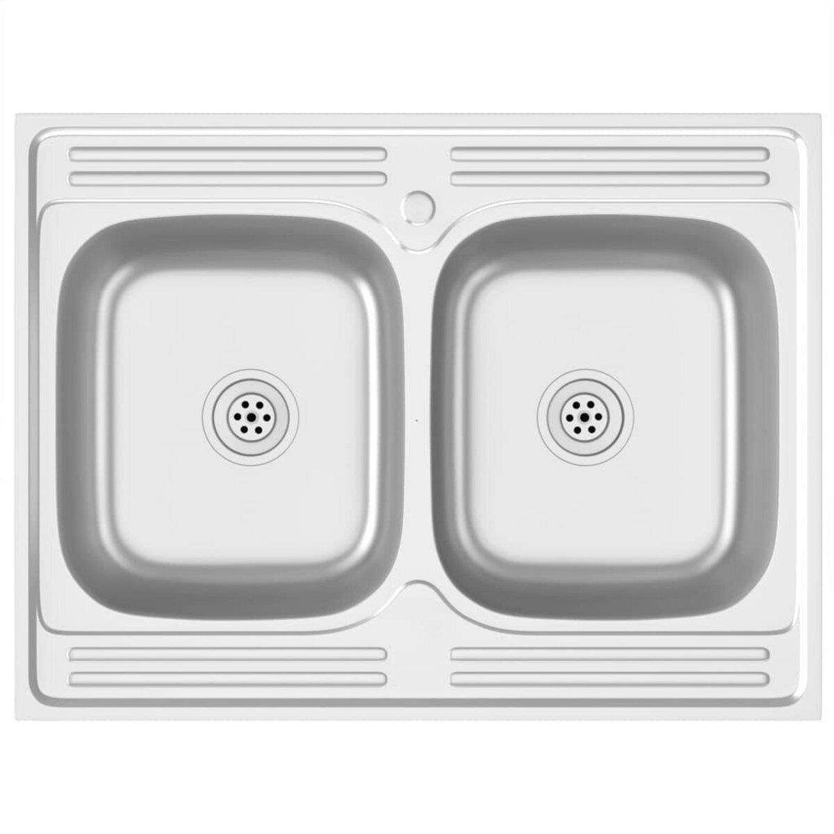 VIDAXL Evier de cuisine a double lavabo argente 800x600x155 mm inox
