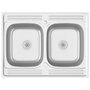 Voir la diapositive 2 : VIDAXL Evier de cuisine a double lavabo argente 800x600x155 mm inox