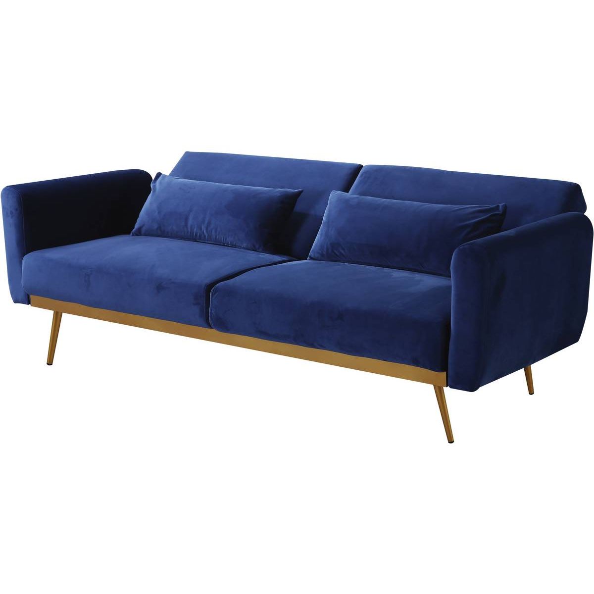 Habitat et Jardin Canapé Clic Clac en velours  Donia  - 203 x 81 x 83 cm - 3 places -  Bleu foncé