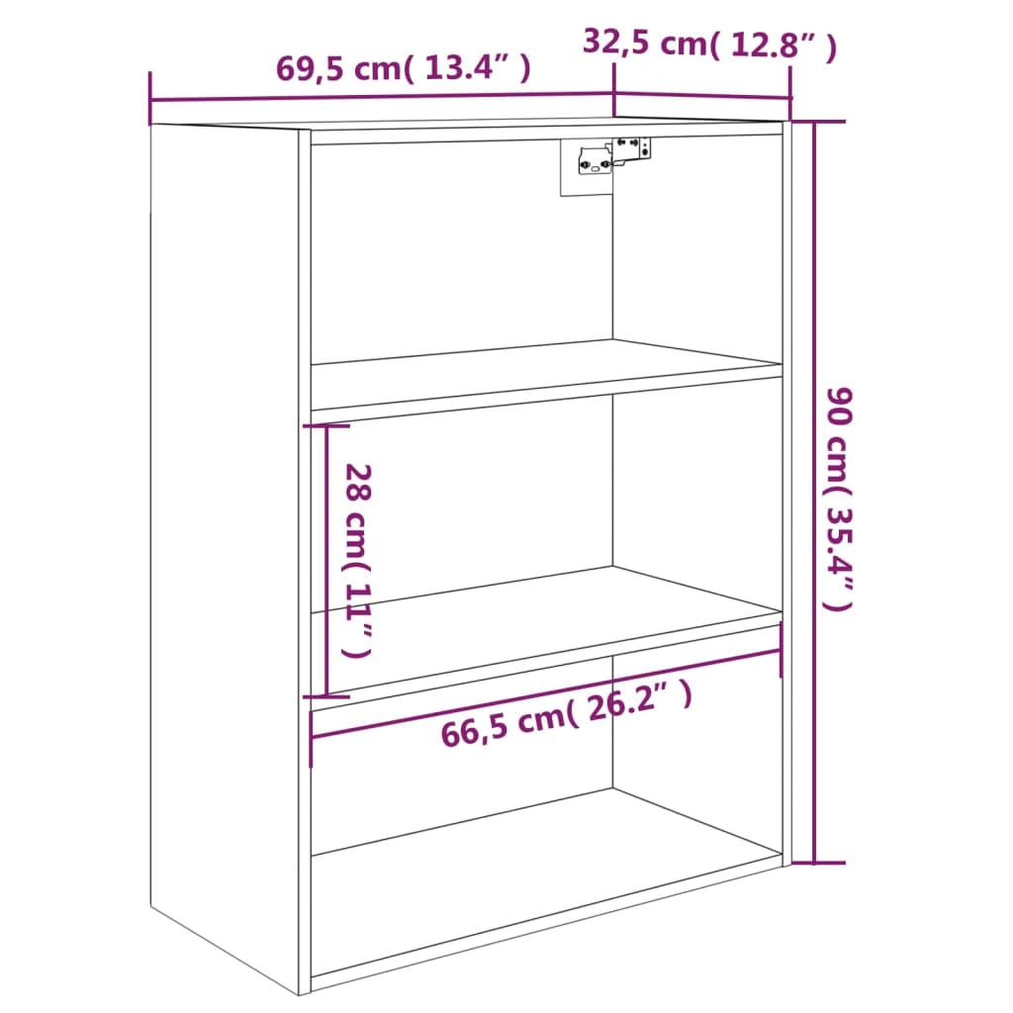 Voir la diapositive 6 : VIDAXL Armoire murale suspendue Gris beton 69,5x32,5x90 cm