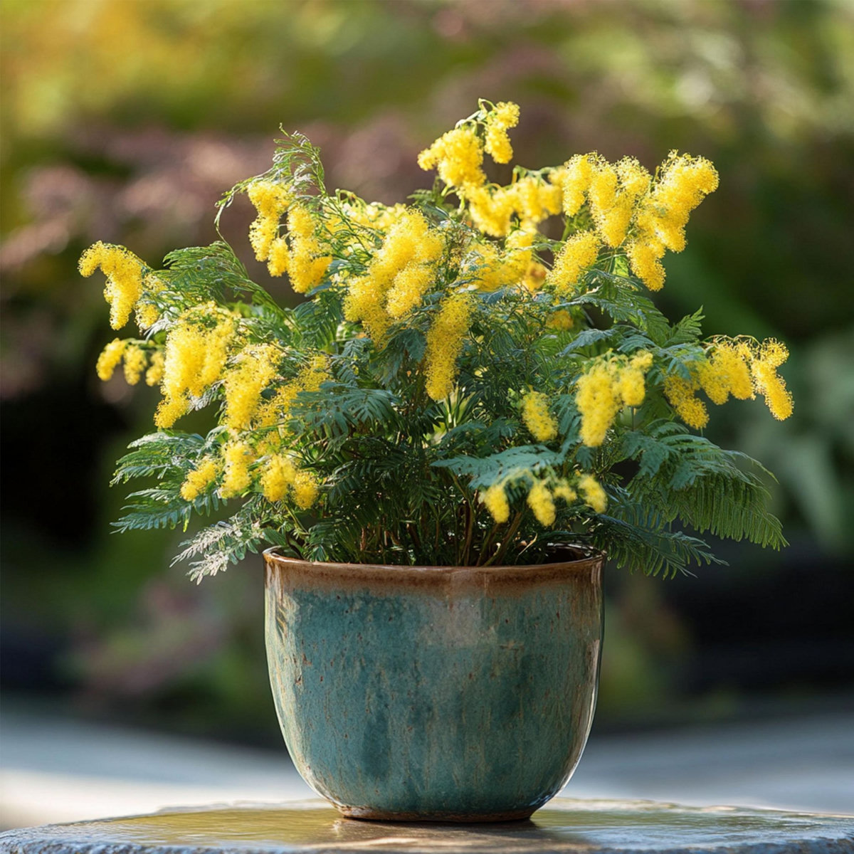 PLANT IN A BOX Fleur de mimosa - Set de 3 - Mimosa dealbata - Hauteur 25-40cm - ⌀9cm