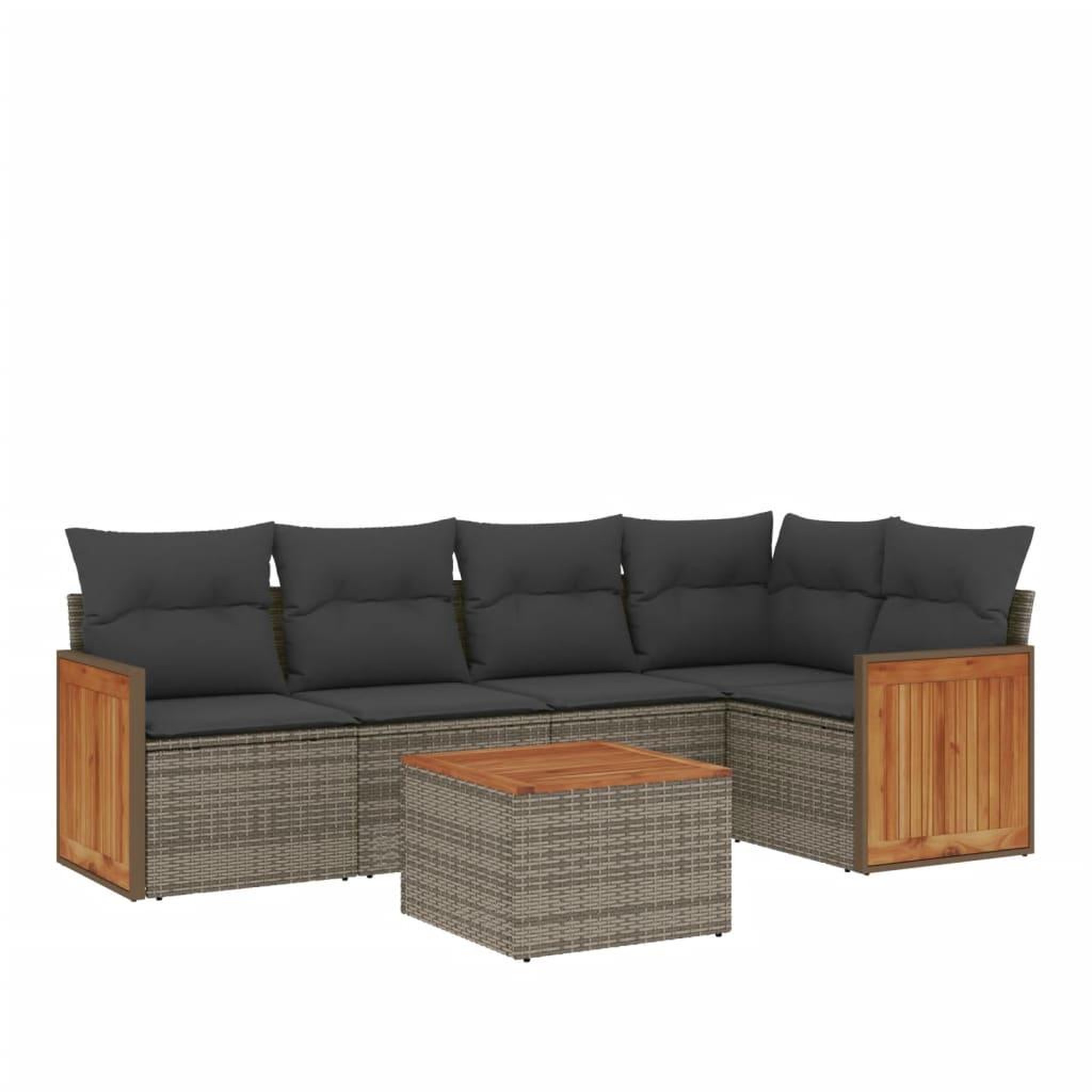 Voir la diapositive 2 : VIDAXL Salon de jardin 6 pcs avec coussins gris resine tressee