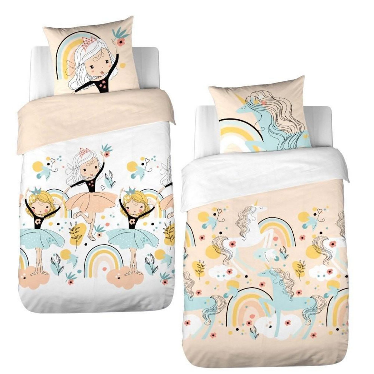 COTE DECO Housse de couette 140x200 Lola + taie polycoton