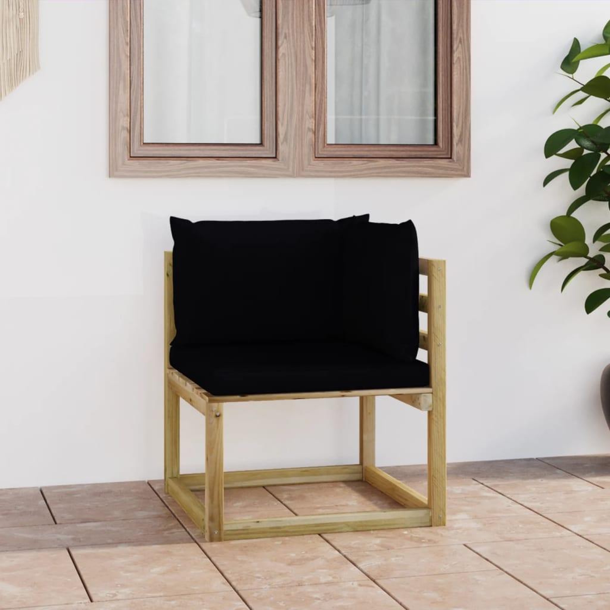Voir la diapositive 1 : VIDAXL Canape d'angle de jardin avec coussins Bois impregne de vert