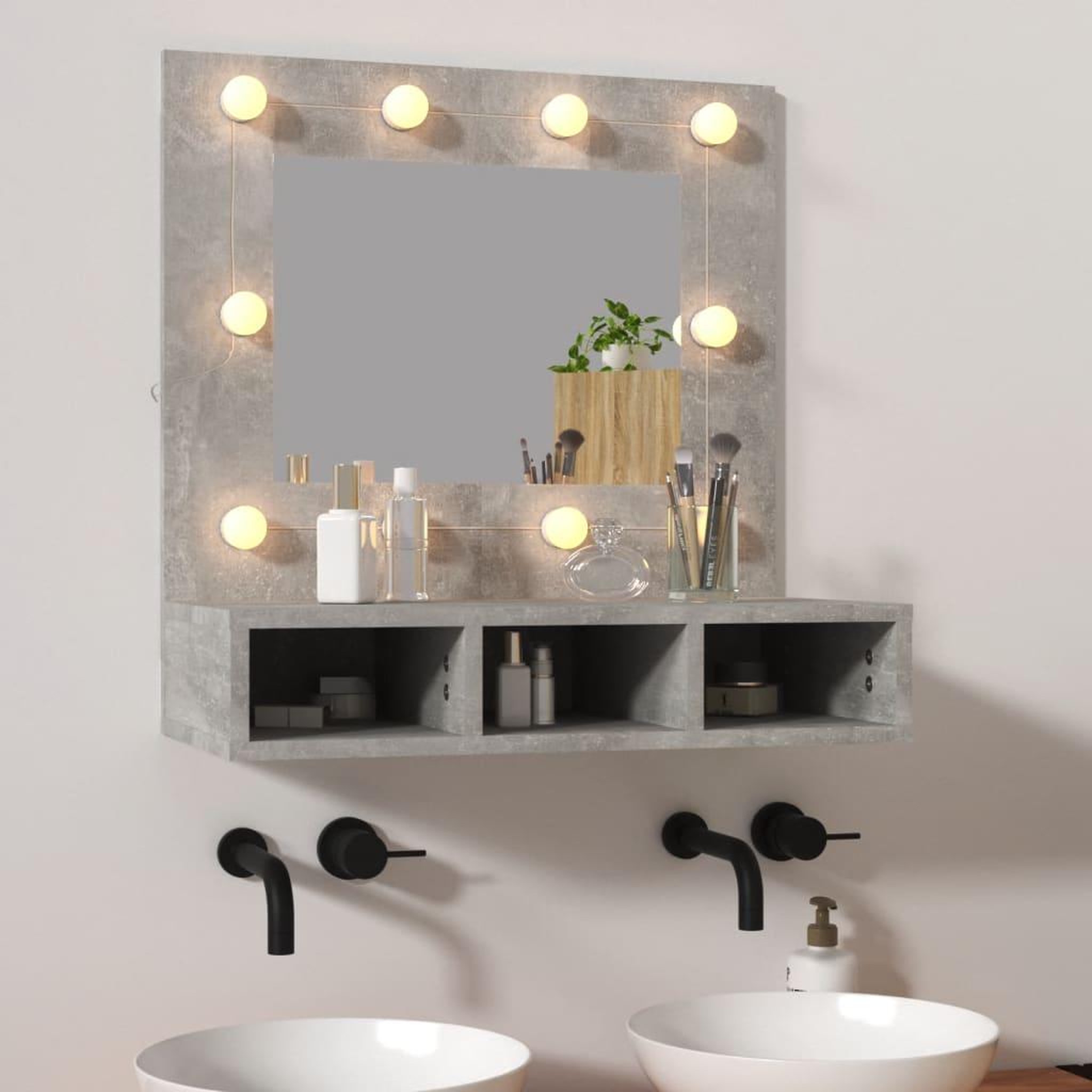 VIDAXL Armoire a miroir avec LED Gris beton 60x31,5x62 cm