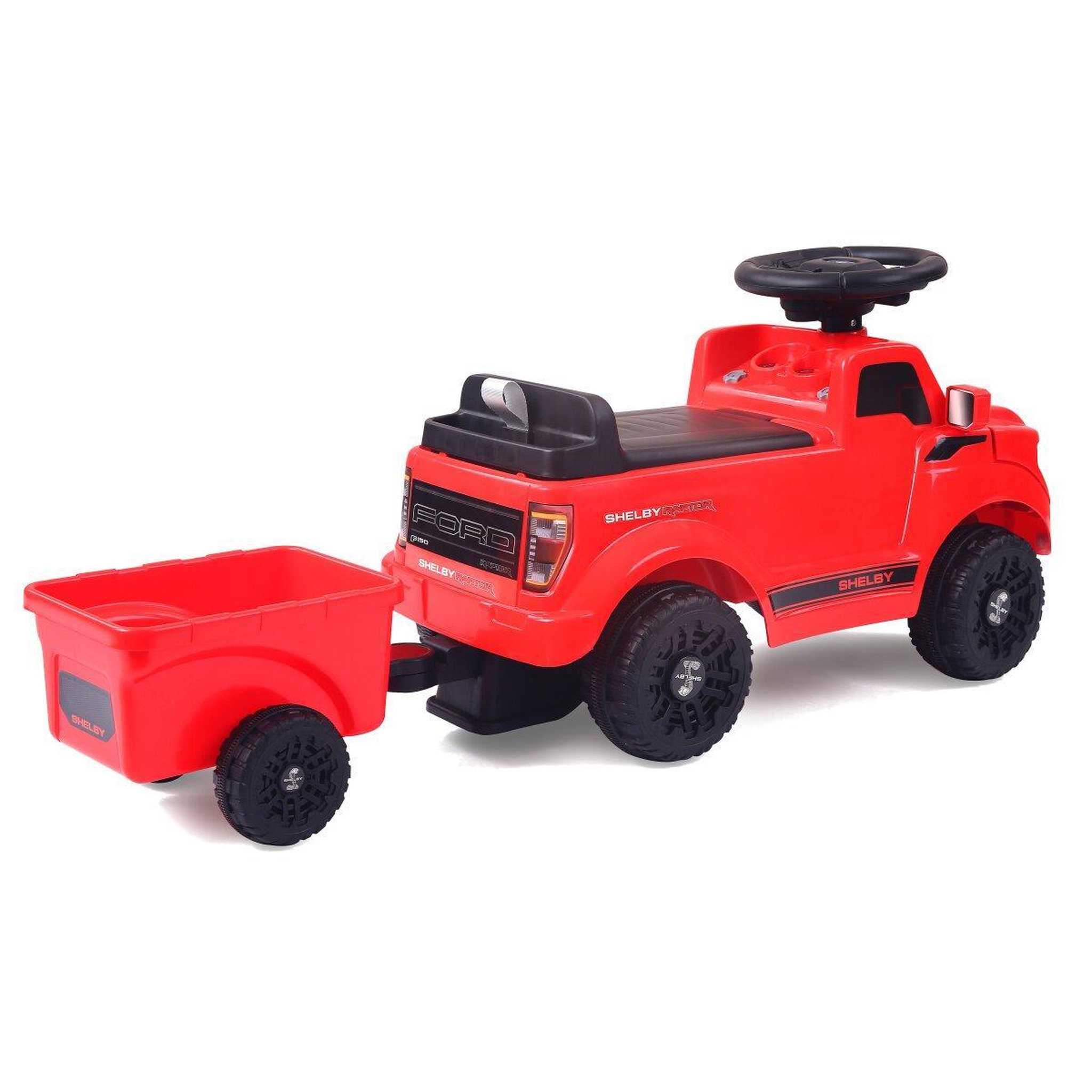Voir la diapositive 2 : Jamara Porteur Ford F-150 Raptor rouge avec remorque