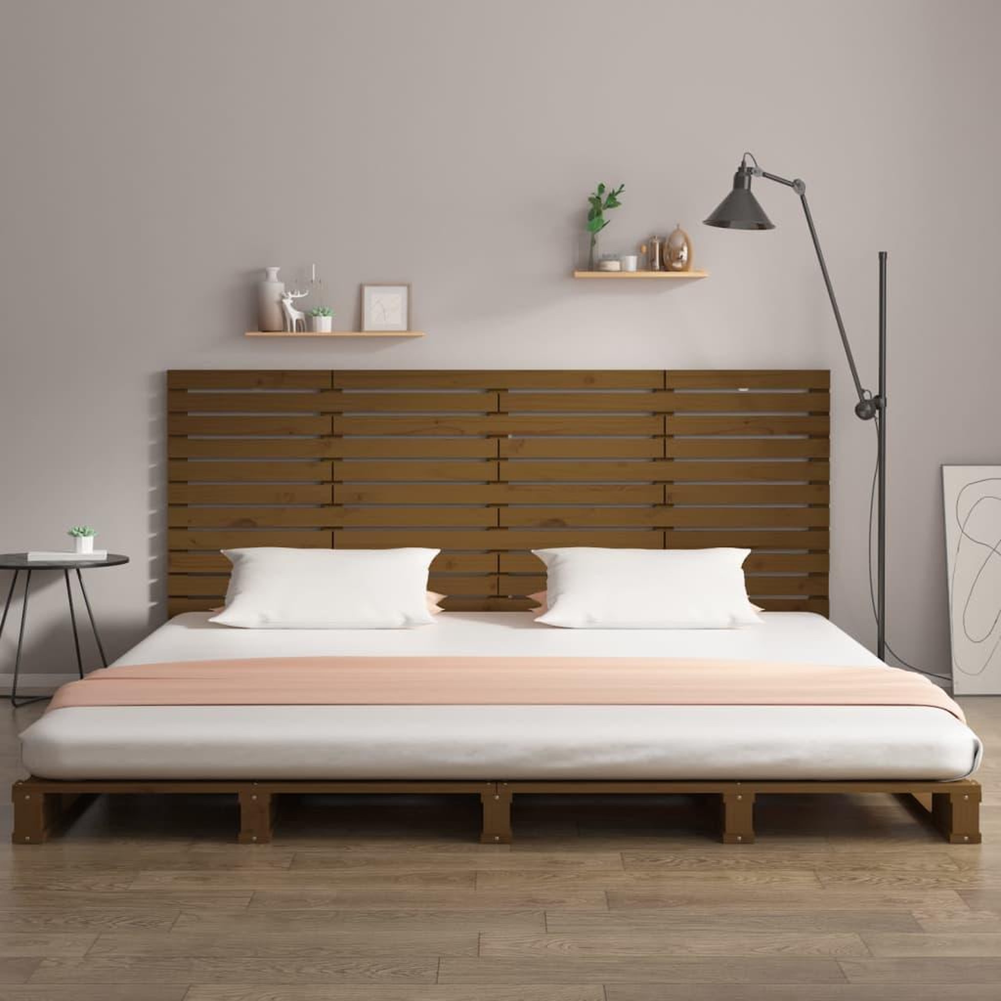 Voir la diapositive 3 : VIDAXL Tete de lit murale Marron miel 156x3x91,5 cm Bois massif de pin