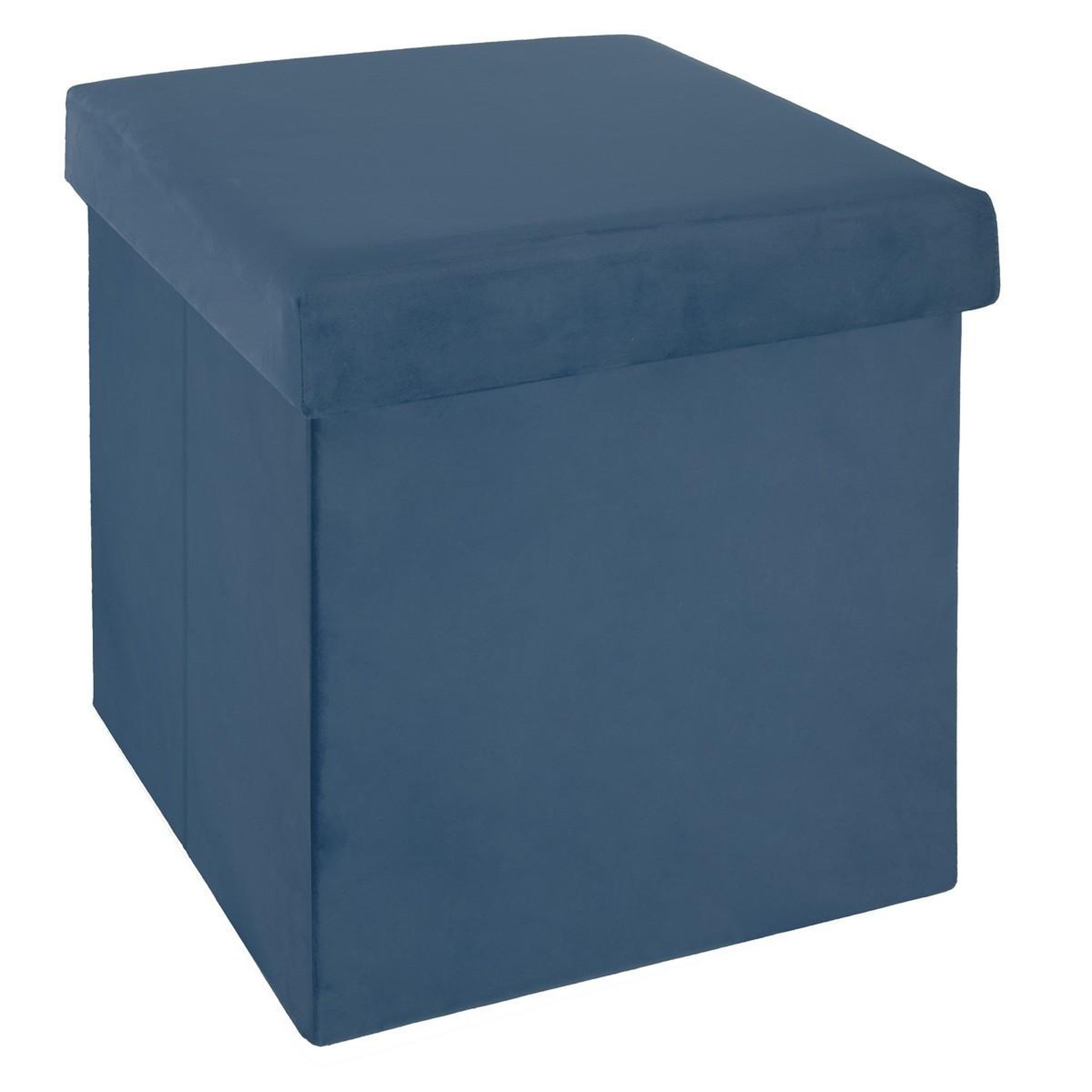 ATMOSPHERA Pouf Pliant en Velours  Trend Tess  38cm Bleu Foncé