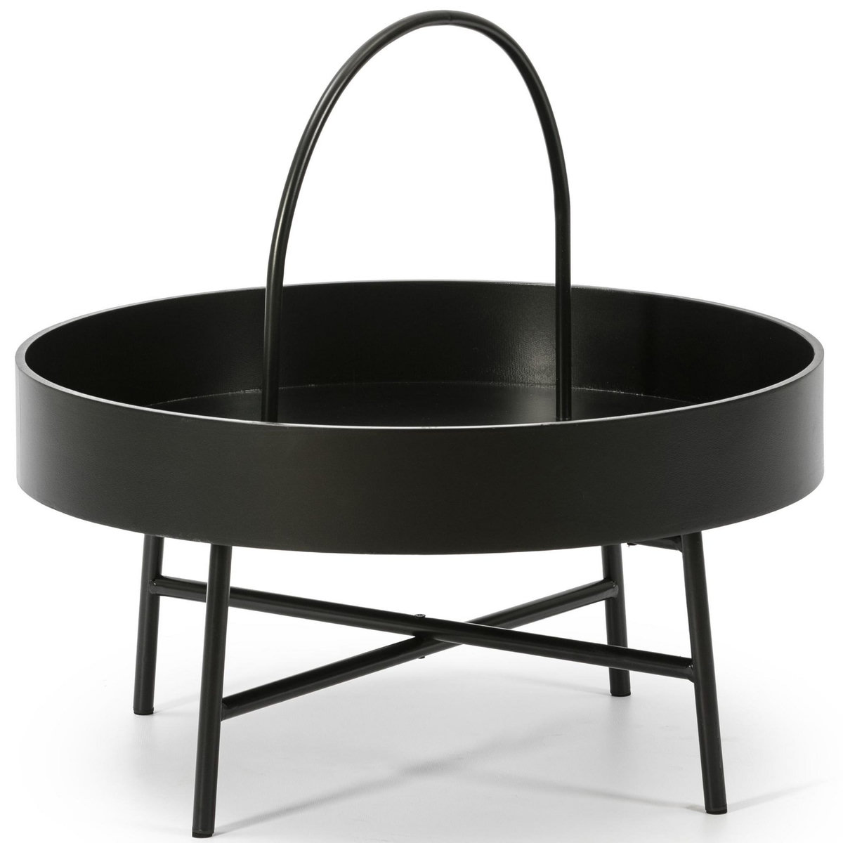 VS VENTA-STOCK Table Basse Ronde Manila avec Plateau en MDF Noir et Structure métallique Noir Mat