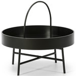 VS VENTA-STOCK Table Basse Ronde Manila avec Plateau en MDF Noir et Structure métallique Noir Mat