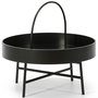 Voir la diapositive 1 : VS VENTA-STOCK Table Basse Ronde Manila avec Plateau en MDF Noir et Structure métallique Noir Mat