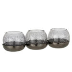 Paris Prix Photophore Verre Craquelé  3 Boules  27cm Noir