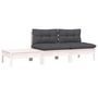 Voir la diapositive 2 : VIDAXL Salon de jardin 3 pcs avec coussins Blanc Bois de pin massif
