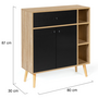 Voir la diapositive 4 : ID MARKET Meuble de rangement EMMIE scandinave bois et noir avec placard et tiroir