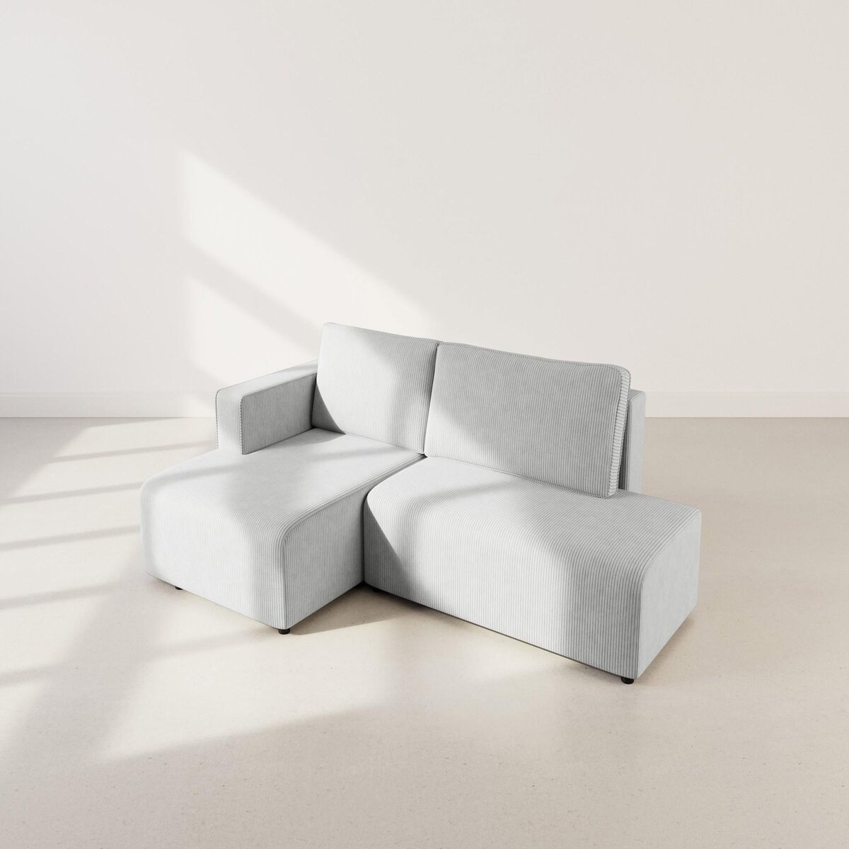 BEST MOBILIER Topaze - canapé d'angle gauche 4 places convertible avec coffre en velours côtelé