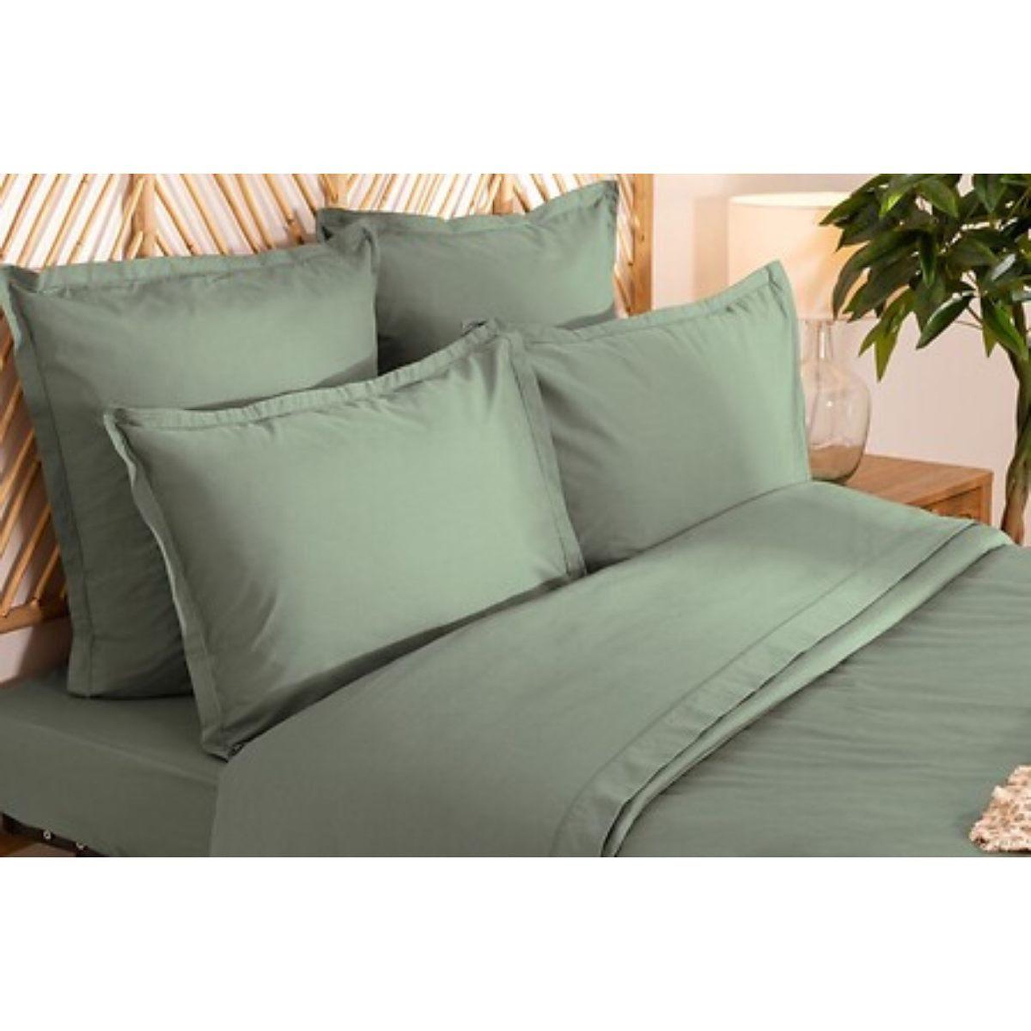 Voir la diapositive 2 : ATMOSPHERA Parure de lit 3 pièces  percale  260x240cm tilleul