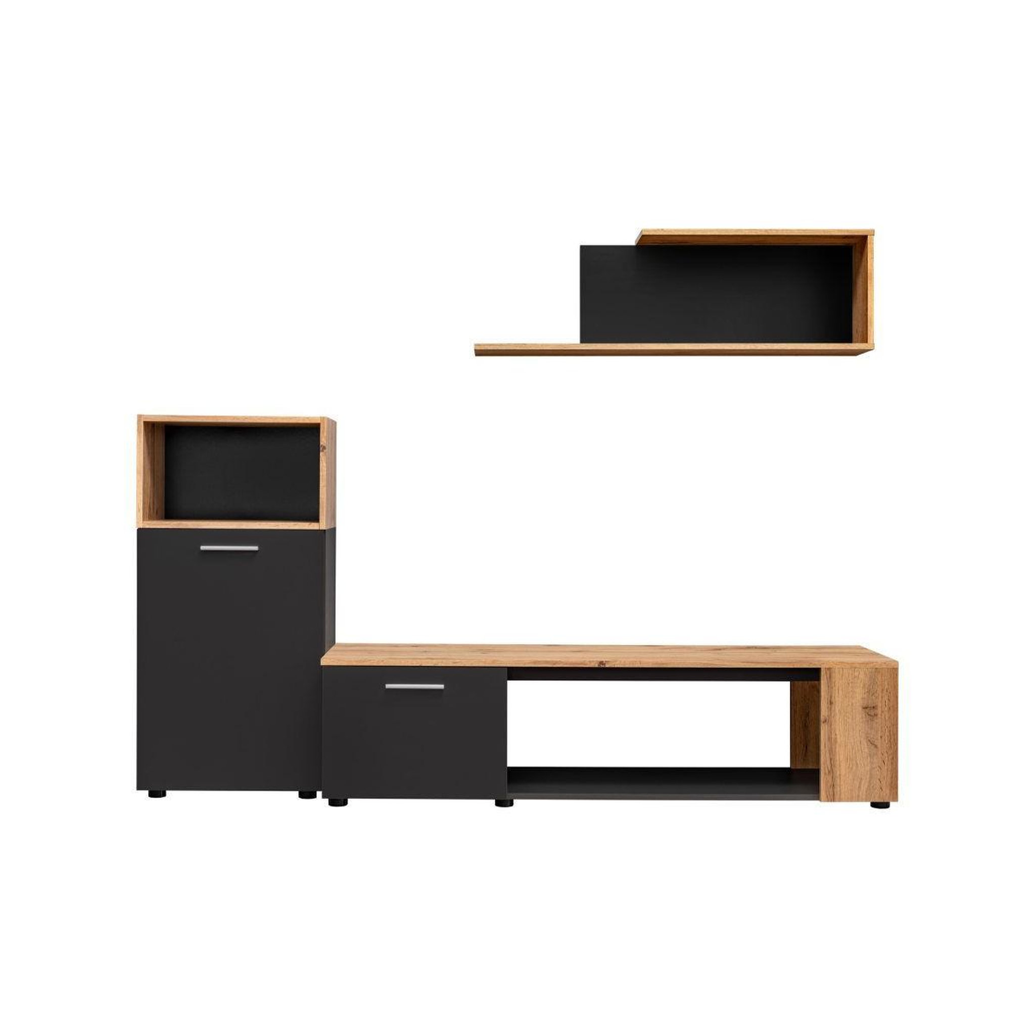 Voir la diapositive 4 : Paris Prix Ensemble meuble tv  maze i  200cm noir & naturel