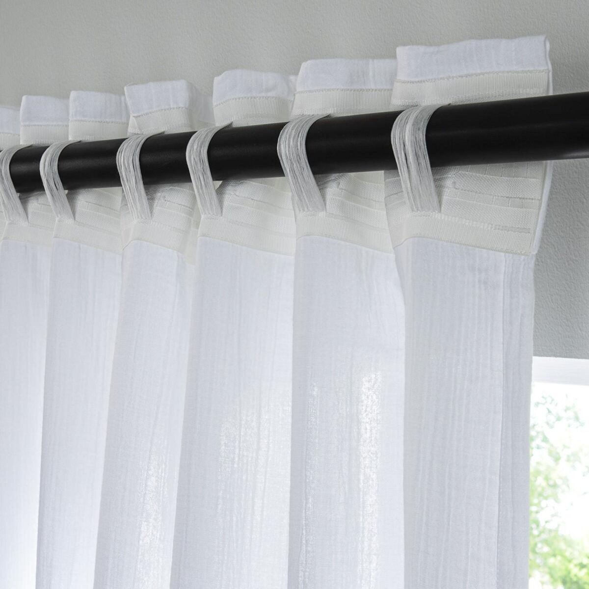 FUTURE HOME Rideau uni en gaze de coton pattes cachées à l'unité 140x300cm