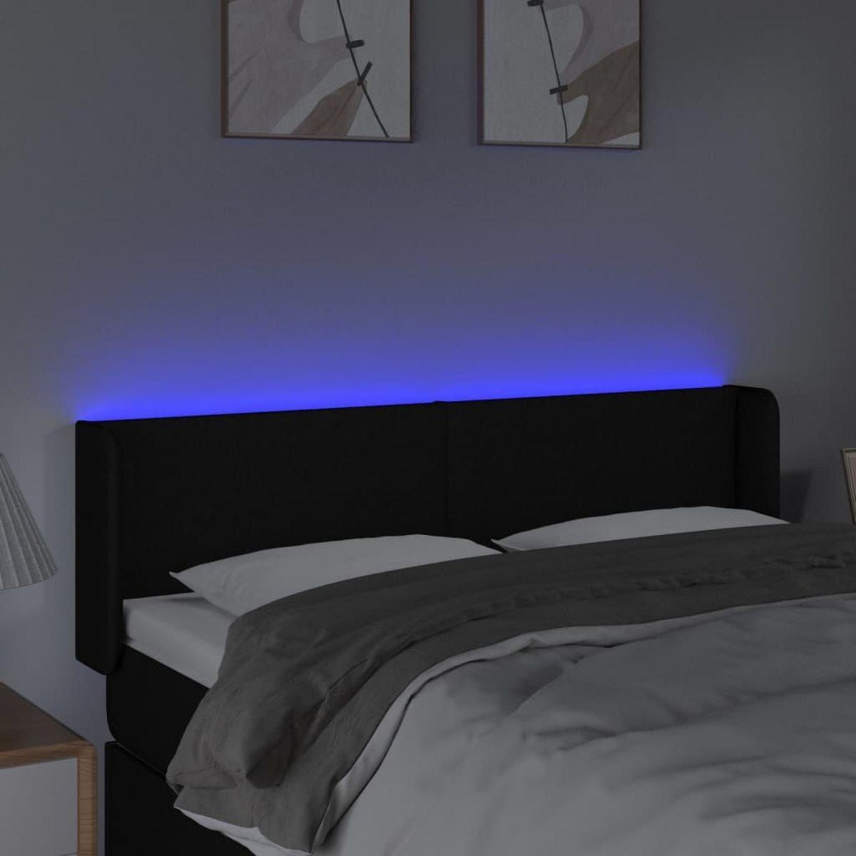VIDAXL Tete de lit a LED Noir 147x16x78/88 cm Tissu