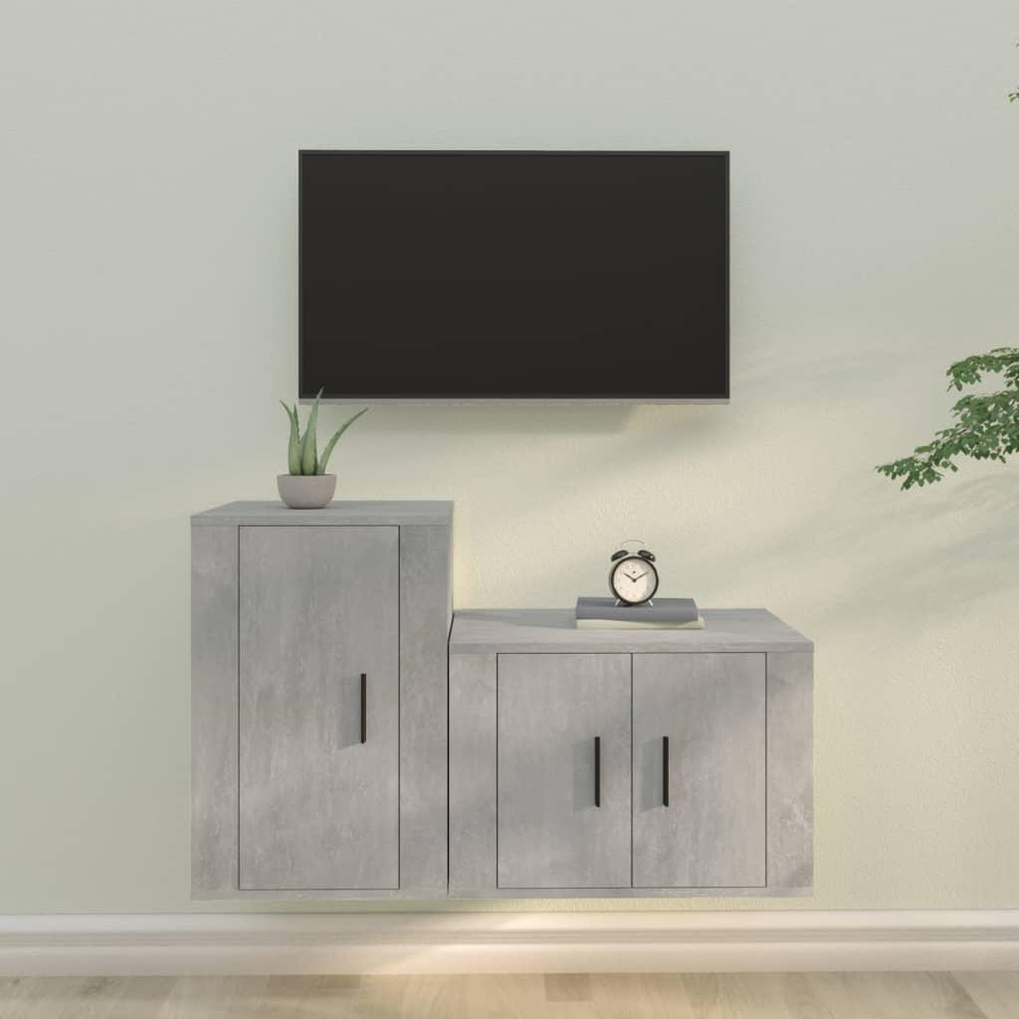 Voir la diapositive 1 : VIDAXL Ensemble de meubles TV 2 pcs gris beton bois d'ingenierie