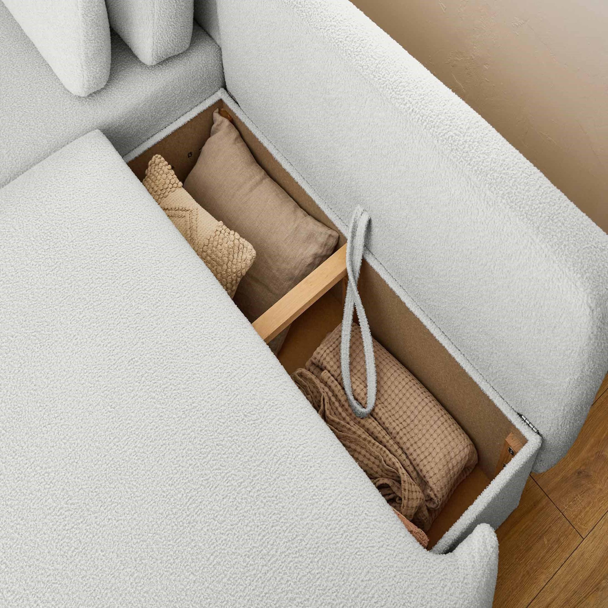 Voir la diapositive 3 : BEST MOBILIER Mahina - canapé d'angle gauche - 4 places - convertible avec coffre - en tissu bouclette