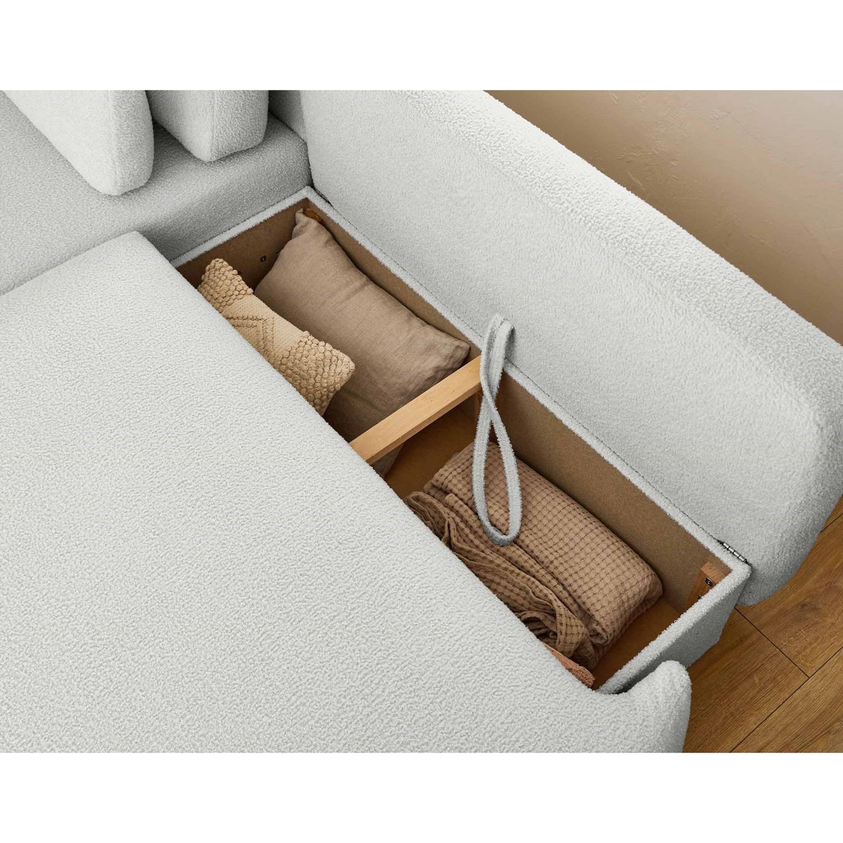 LISA DESIGN Mahina - canapé d'angle gauche - 4 places - convertible avec coffre - en tissu bouclette