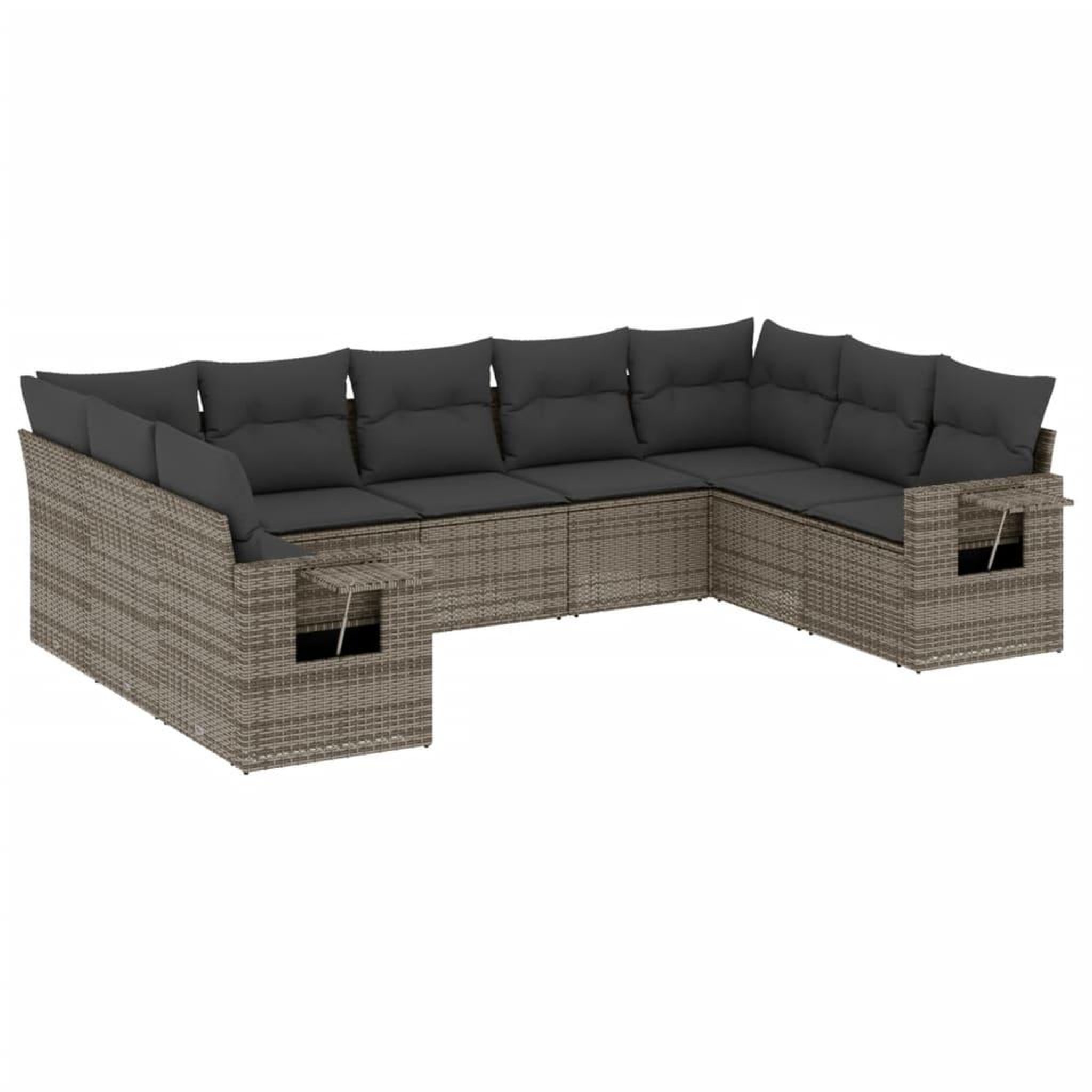 Voir la diapositive 2 : VIDAXL Salon de jardin 9 pcs avec coussins gris resine tressee